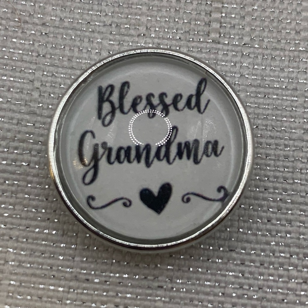 Pink Blessed Grandma - Snap Button Charm - 18mm/20mm - Made in the USA